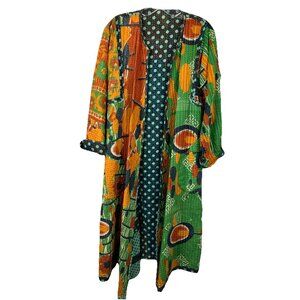 Reversible  Neeru Kumar Lagenlook Hand Quilted Coat Duster Art To Wear Open Styl